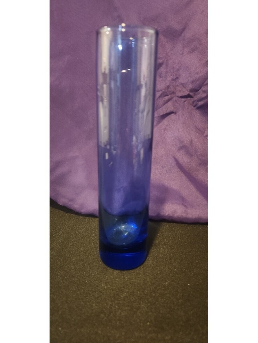 Vintage Libbey Cobalt Blue Glass Cylinder Bud Vase Heavy Base 7.75” Mid Century